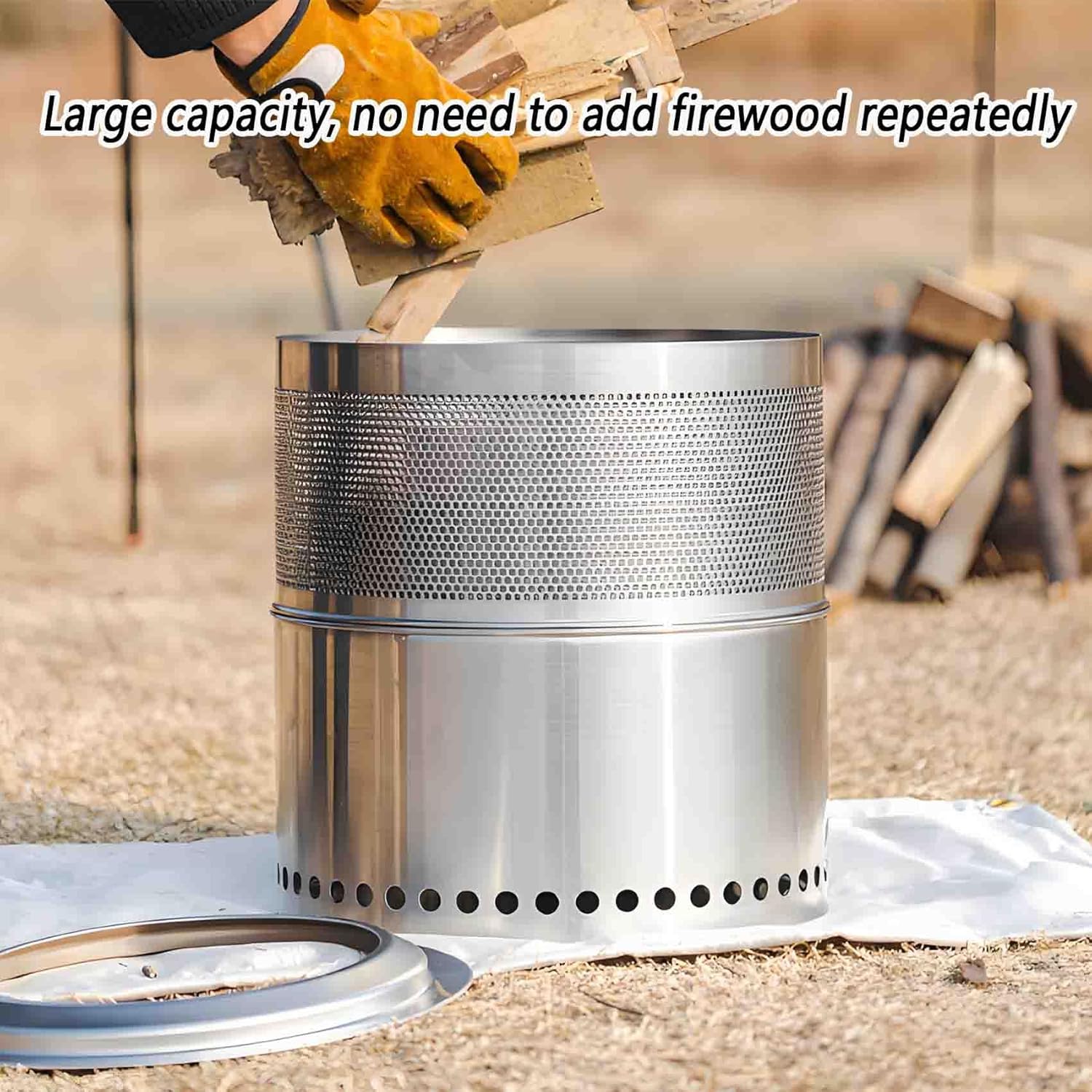 Smokeless Fire Pits for Outside, Wood Burning Stainless Steel Portable Outdoor Fireplace, for Bedroom, Living Room, Outdoor, Park, Yard (17.72 * 16.54in)