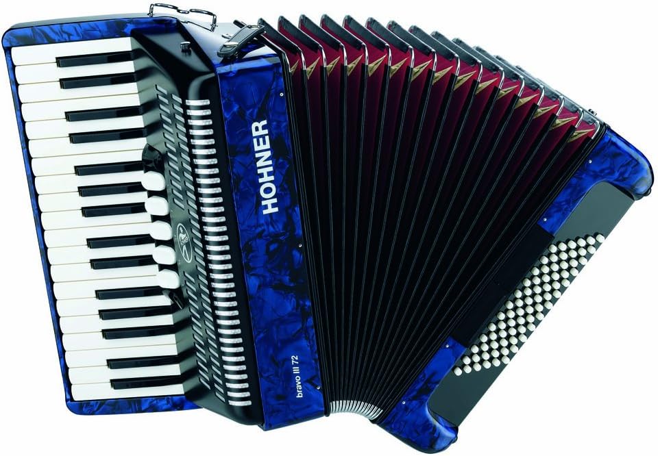 Hohner Bravo Piano Accordion, 72 Bass, Blue