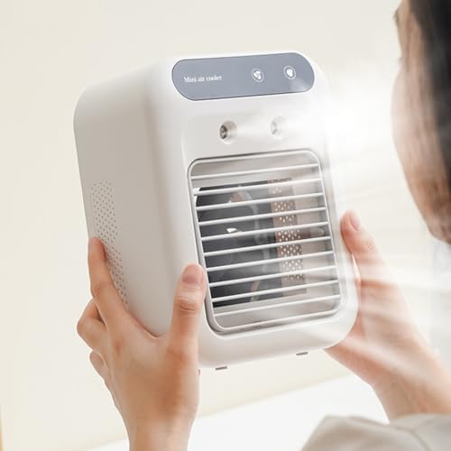 Mini air conditioner low noise large air volume Portable air conditioner powerful cooling easy to use usb charging white 2.5(W) x4.5(D) x8.5(H) inches, 24 SL7