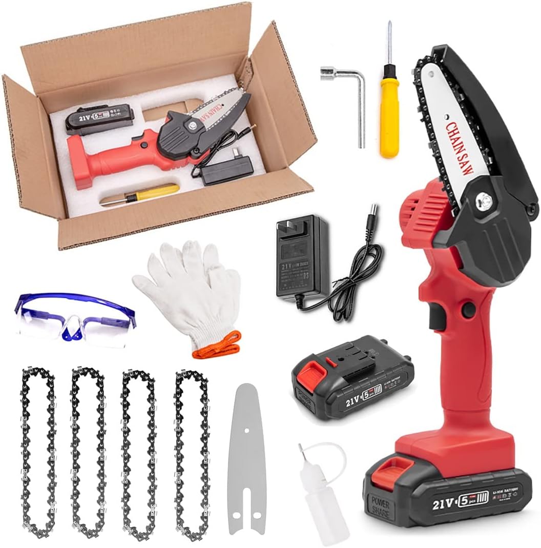 Mini Chain Saw, Portable Electric Chainsaw, Cordless Battery Power,Mini Chainsaw with Battery and led lights,4 Inch Cordless Chainsaw With Charger, Suitable For Gardening, Wood, Outdoor Camping