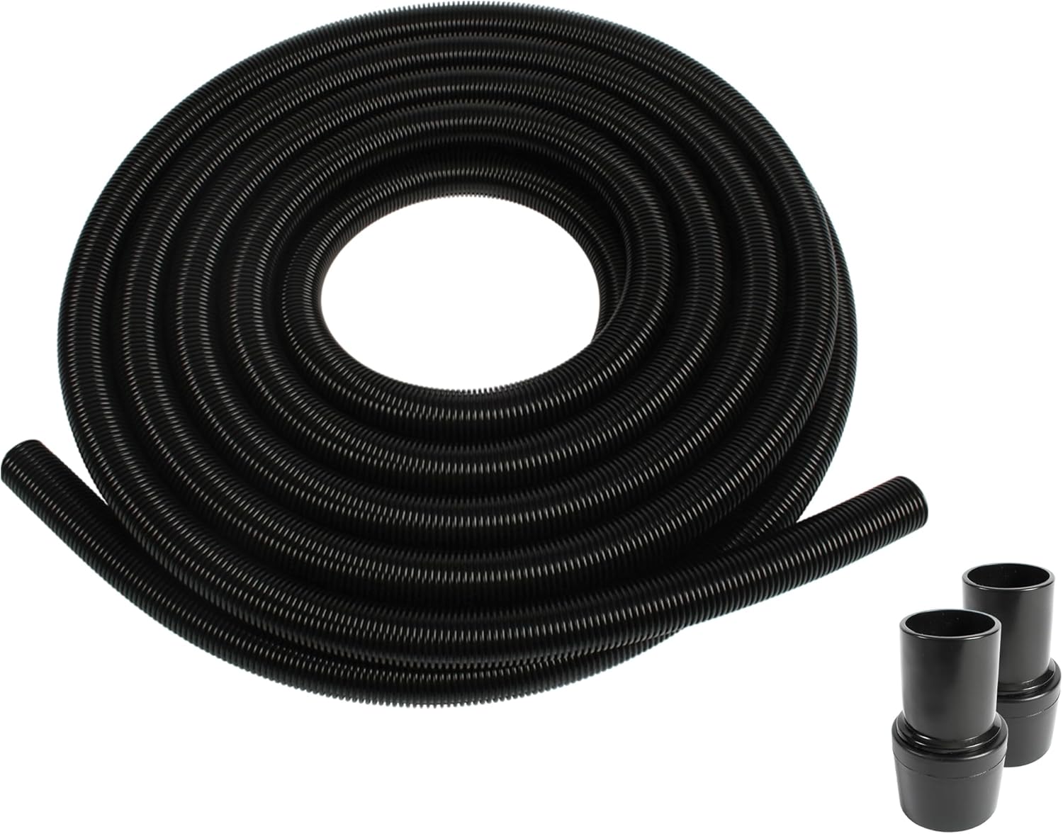50 Ft. Black Ultra-Flexible Crushproof Commercial Wet/Dry Vacuum Hose with 1.5 Inch Inner Diameter and 2 Swivel End Cuffs