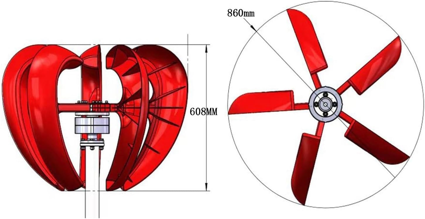 1000W 12V/24V Wind Turbine ， Vertical Axis Wind Turbine， with MPPT Controller Home Windmill Kit, Start Small Three-Phase AC Permanent Magnet Synchronous Generator (12, Volts)
