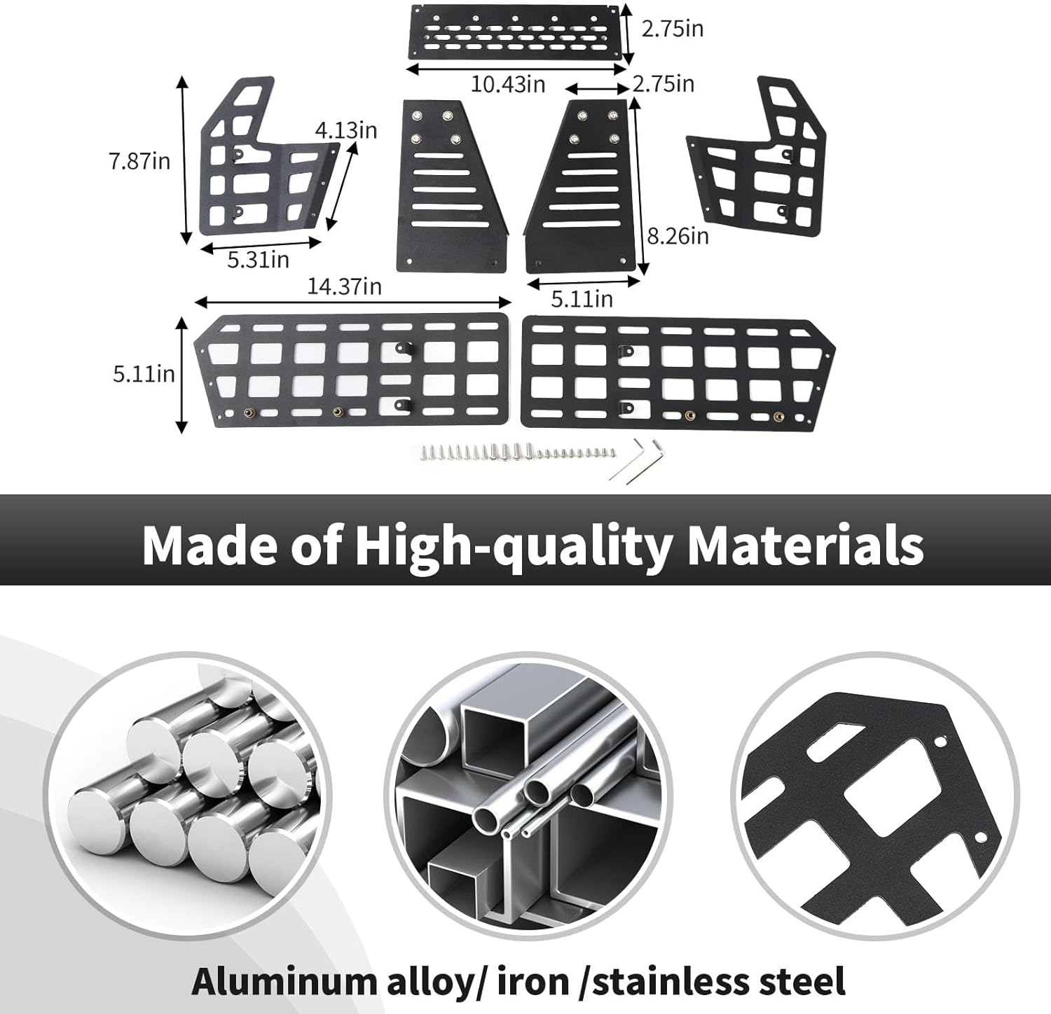 CheroCar Center Console Molle Storage Panel Fit for 2010-2023 Toyota 4Runner, SUV Cargo Storage Mount for Cell Phone, GPS, Radio, & Other Accessories Black