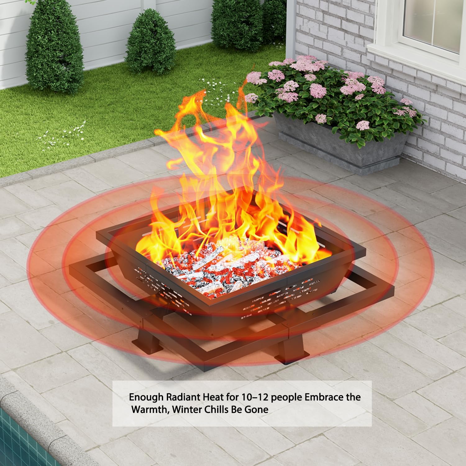 47 Inch Fire Pit for Outside, Outdoor Wood Burning Firepit with Poker, Heavy Duty Fire Pit for Camping, Backyard, Patio