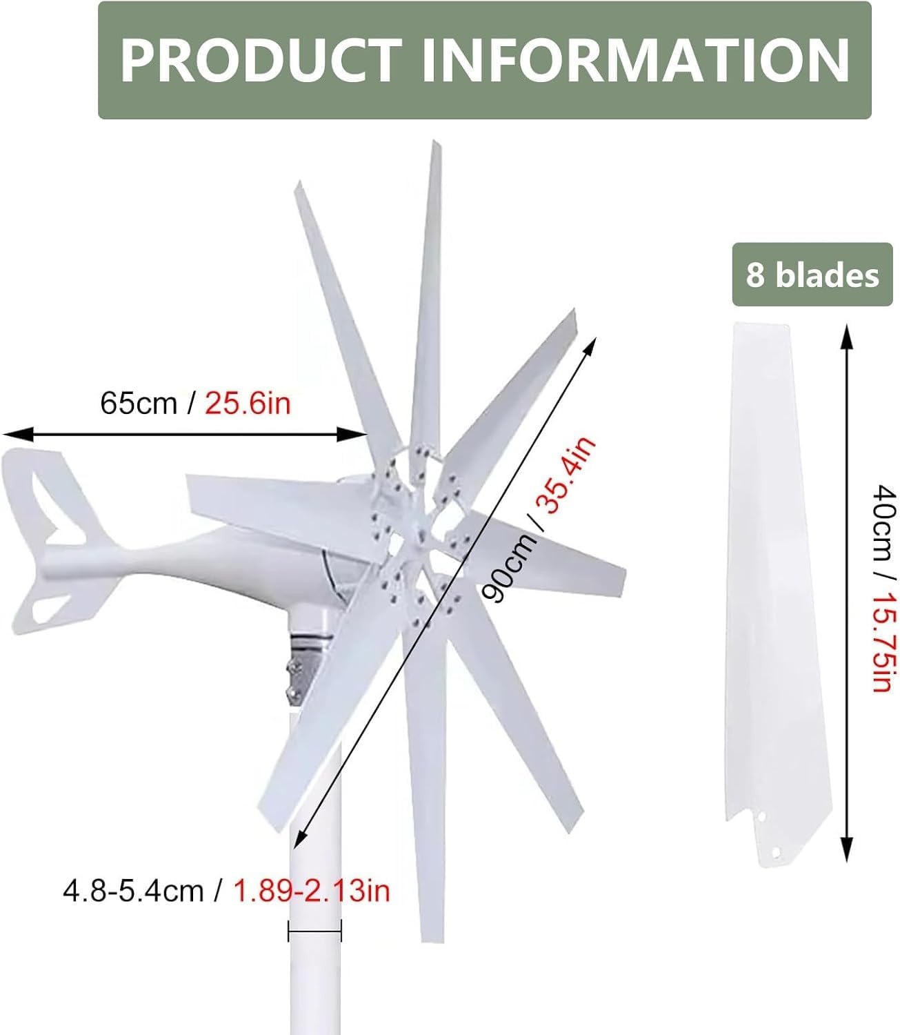 Wind Turbines Generator Kit 20000W DC 12V 24V 48V 110V 220V Wind Turbine Generator with 8 Blades Wind Turbine Kit for Homes Energy Supplementation,(110V)