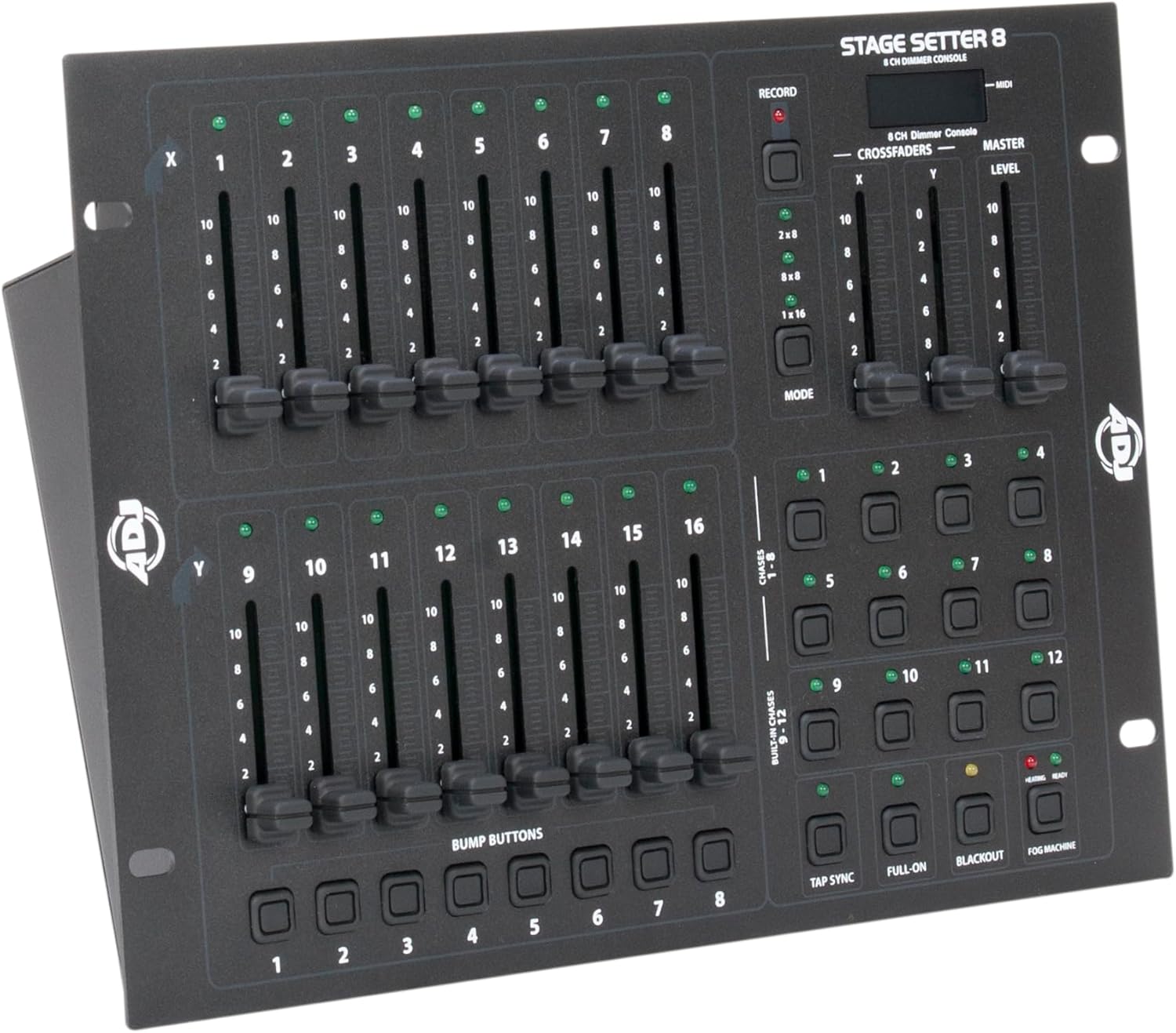 American DJ Lighting Control Bundle with STAGE SETTER 8 DMX Controller 16-Channel Par Can and Fog Machine Control with Programs MIDI Compatible, Rockville RDX3M25 25 ft OFC DMX Cable (2 Items)