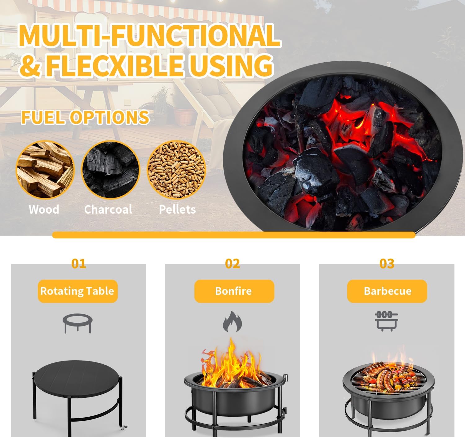 Fire Pits for Outside Wood Burning with 28