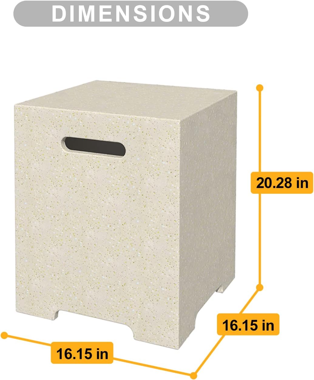 UPHA Propane Tank Cover for Propane Fire Pits, Suitable for Standard 20 Gallon Propane Tanks, Concrete Hideaway Tank Table with Side Handles,Square, Terrazzo Beige