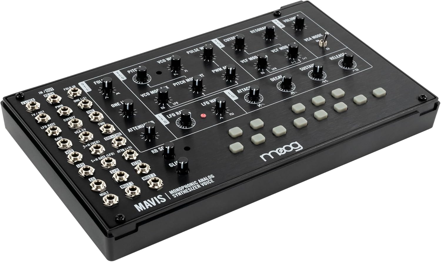 MOOG Mavis - Standalone Semi-Modular Analog Synthesizer Kit with Keyboard; Analog Oscillator, Filter, Envelope Generator; Wavefolder; and Dust Cover