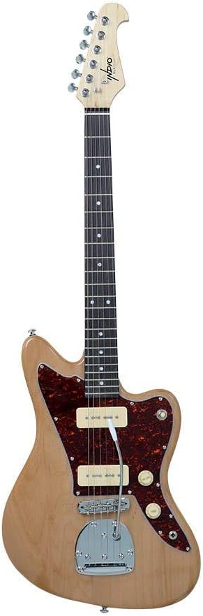 Monoprice Indio Series, 6-String Offset DLX Plus Alder Electric Guitar - Right Handed, With Gig Bag, Alder Body, Natural, OS40