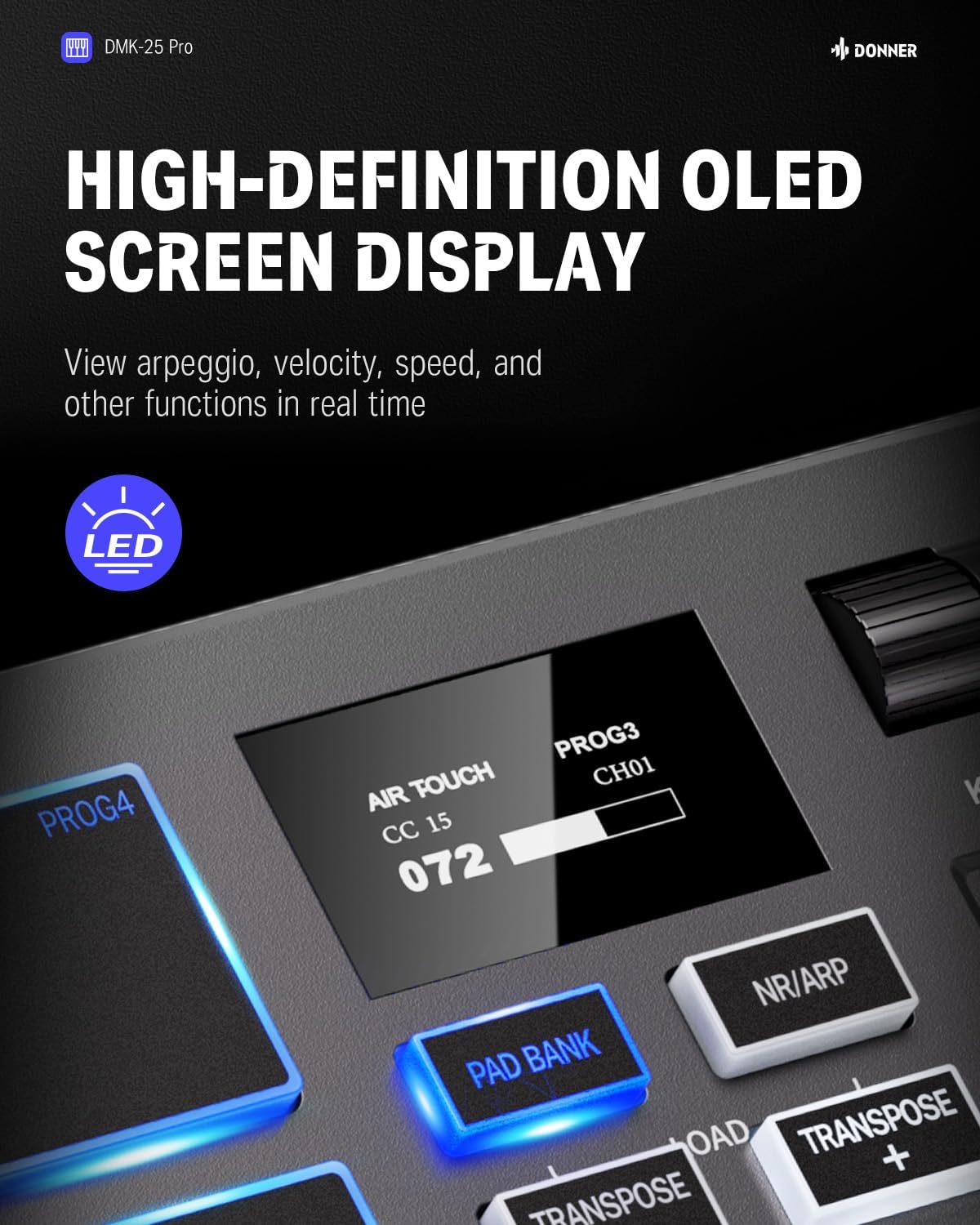 Donner USB-C MIDI Keyboard Controller+Donner MIDI Controller Pad Beat Maker Machine