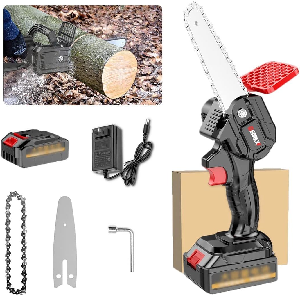 Mini Chainsaw,Mini Saw Cordless,Cordless Battery Powered Chain Saw,Lightweight Handheld Chainsaw, Handheld Small Chainsaw for Wood Cutting Tree Trimming (Battery *1 : 6 Inch)