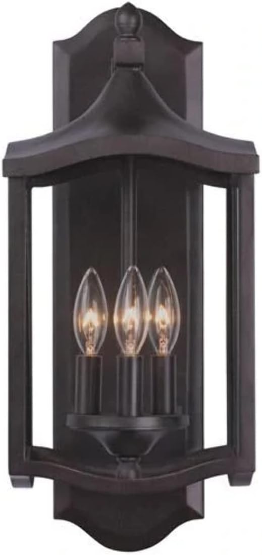 Kalco 404521AI Lakewood Outdoor Wall Sconce, 3-Light 180 Total Watts, Aged Iron