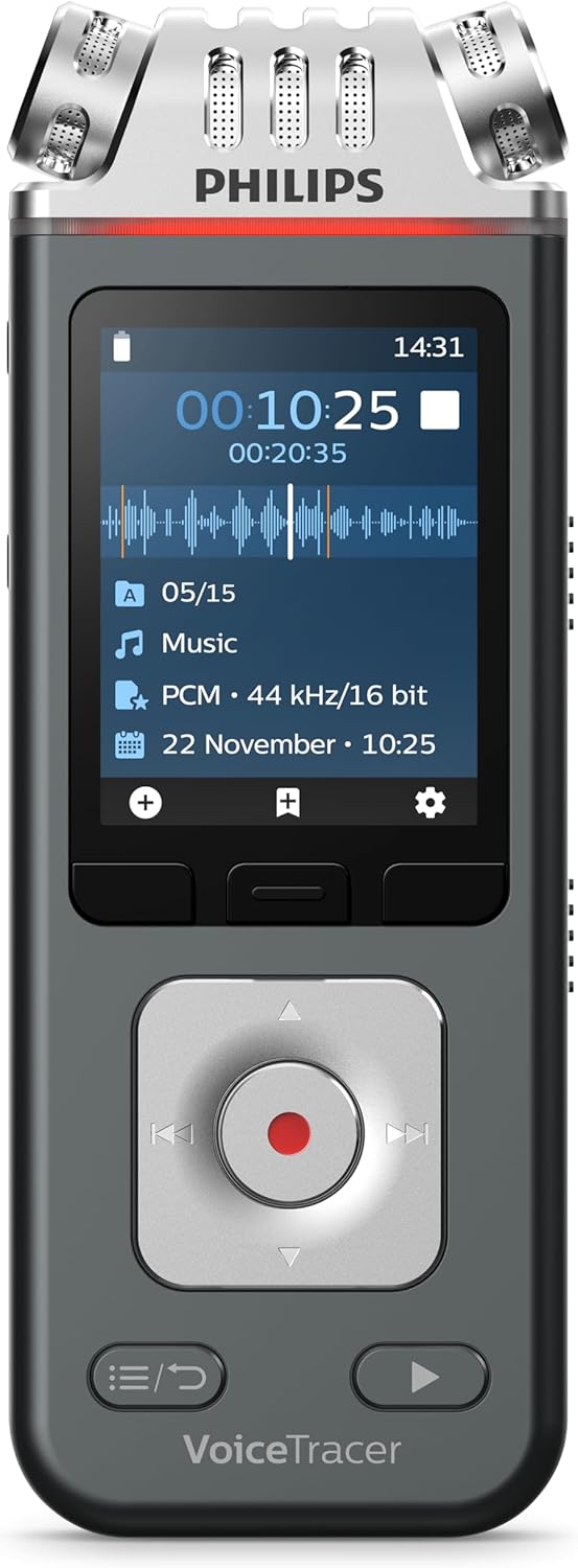 Philips VoiceTracer DVT6115 Music Recorder with Sembly AI Speech-to-Text Software Trial