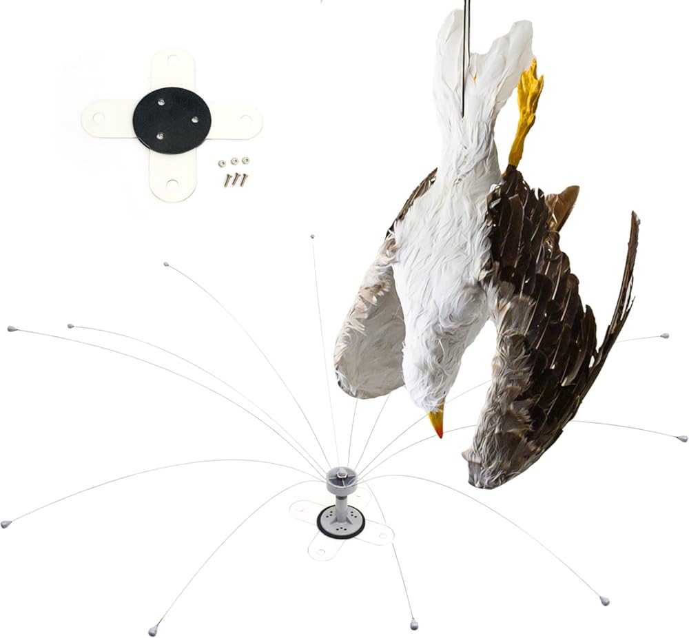 Bird Boat Deterrent & Decoy Kit - Dead Seagull Effigy & 6' Bird Boat Sweep