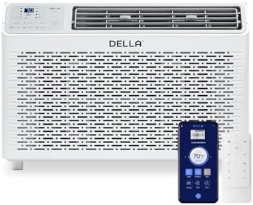 DELLA 12000 BTU Smart Inverter Air Conditioner, Work with Alexa and WIFI, Cools Up to 550 Sq. Ft, GEO Location, Energy Saving Window AC Unit with Smart Controls, Remote, Dehumidifier, Reusable