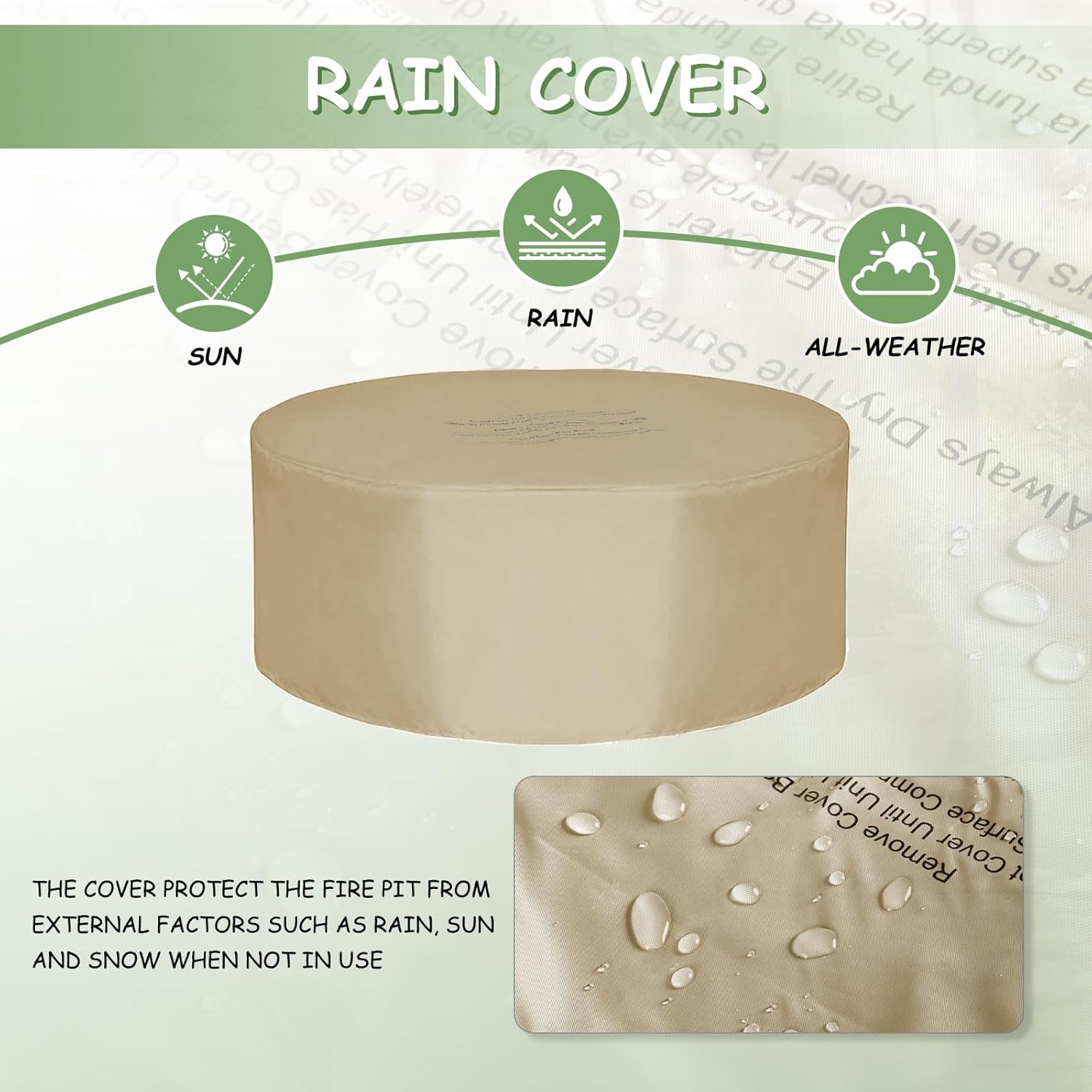 36 Inch Round Fire Pit Table,Propane Fire Pit Table Outdoor Firepit 2-Piece 50,000 BTU Gas Concrete Fire Pit Tank Cover w Lid,Lava Rocks, Rain Cover for Backyard & Deck