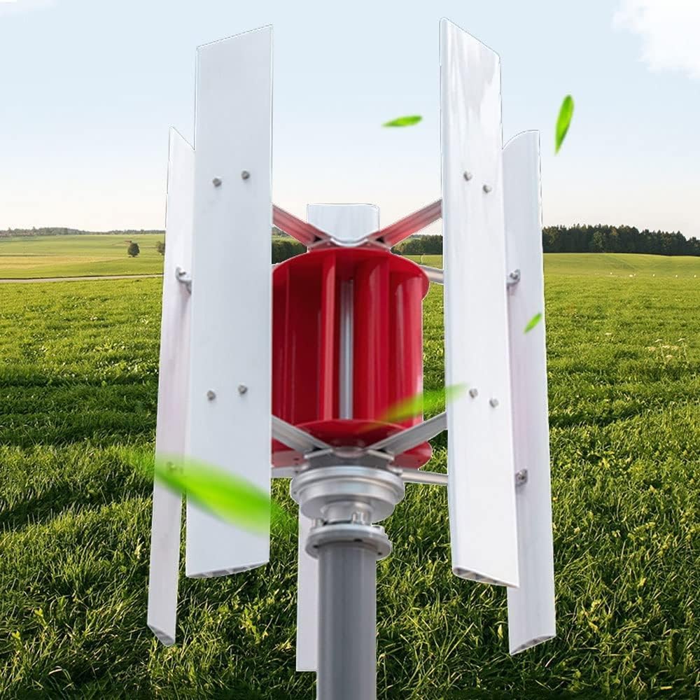 CAJUCA 1KW Vertical Axis Wind Turbine, Low Noise Wind Power Turbine Generator, Windmill Maglev Generator with 5 Blade Controller, Easy Installation