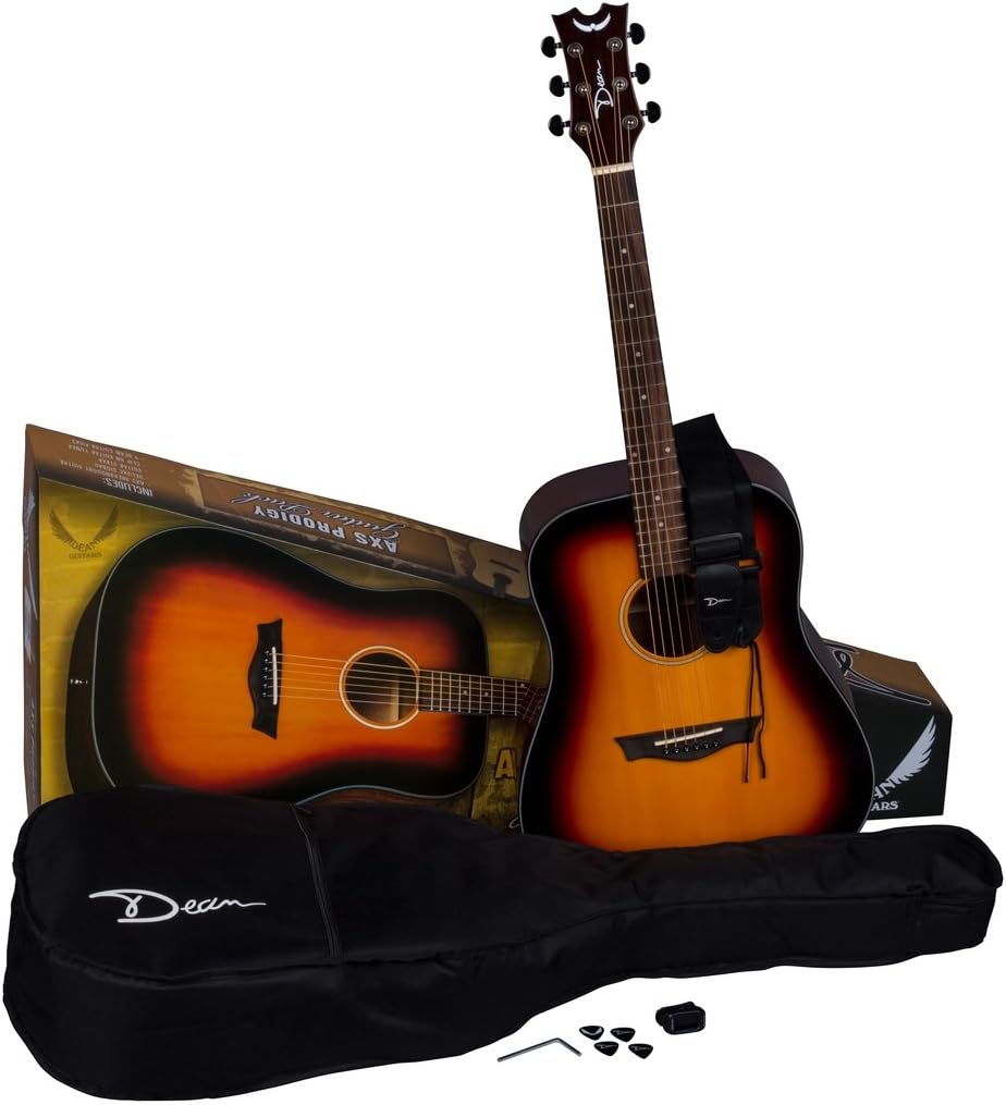 Dean Guitars 6 String Dean AXS Prodigy Acoustic Guitar Pack-Tobacco Sunburst PDY TSB PK