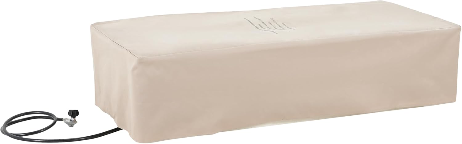 Christopher Knight Home Aidan Lightweight Concrete Outdoor Propane Fire Pit Table, 50,000 BTU Rectangular Fire Table for Patio Furniture Set (No Tank Holder), Fully Assembled Patio Fire Pit, White