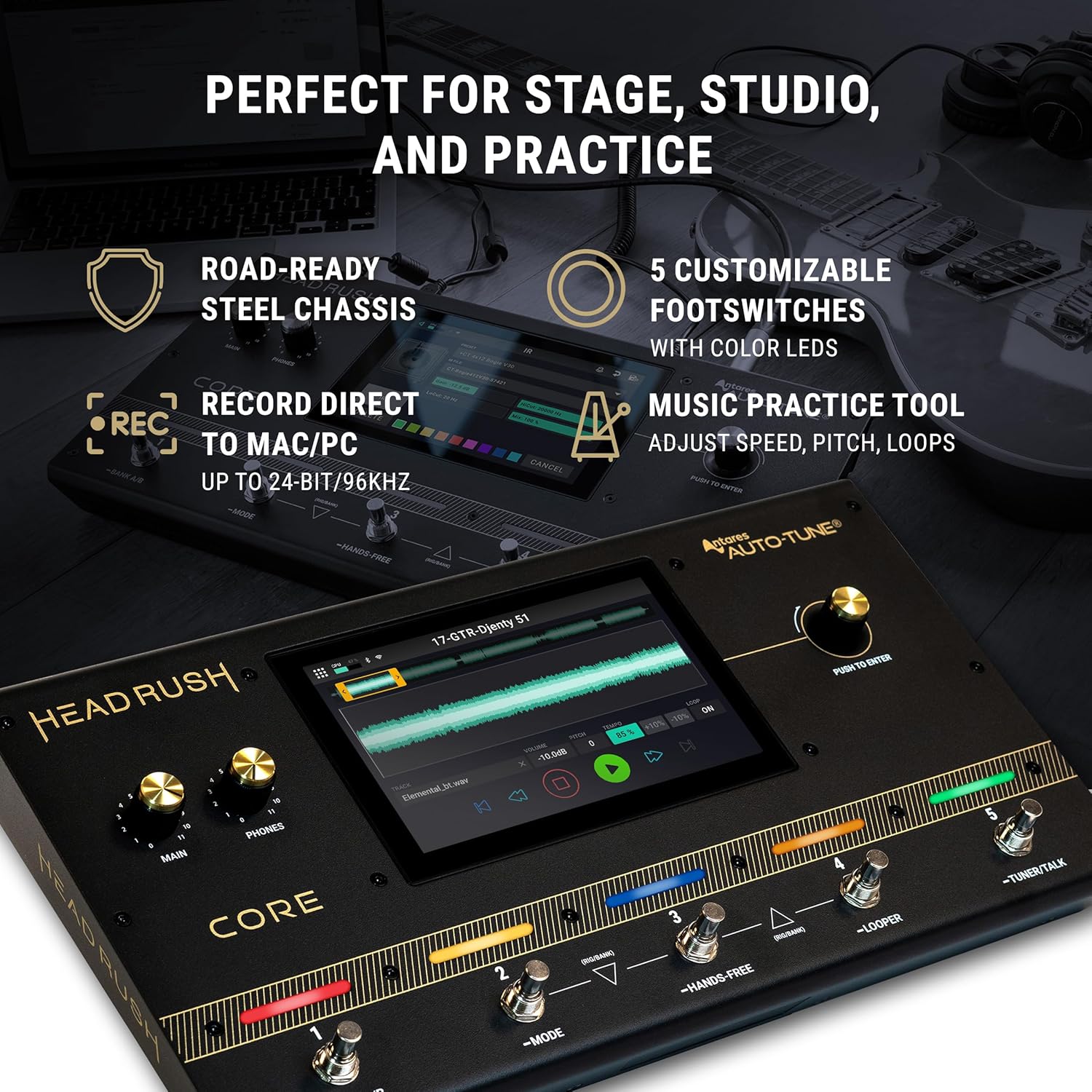 HeadRush Core - Guitar and Vocal Multi Core Effects Amp Modeling Processor with Cloning, Looper, Antares Auto-Tune, Wi-Fi, Touchscreen, and Bluetooth