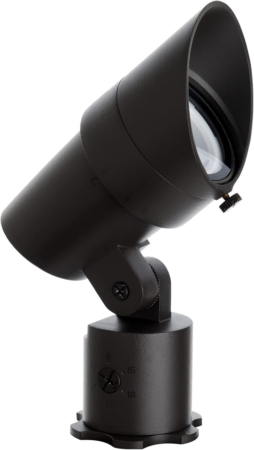 WAC Landscape Lighting, LED 12V Medium Size Accent Light with Adjustable Beam Angle and Integral Brightness Control 50-1300 Lumens 3000K Warm White Built-in LED in Black