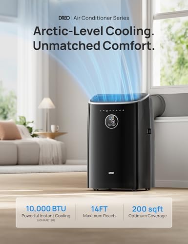 Dreo Portable Air Conditioners, 10,000 BTU Air Conditioner for Bedroom with Drainage-free Cooling, 45dB Quiet, APP/Voice/Remote, 24h Timer with Fan & Dehumidifier, Smart AC Unit for Room Indoors