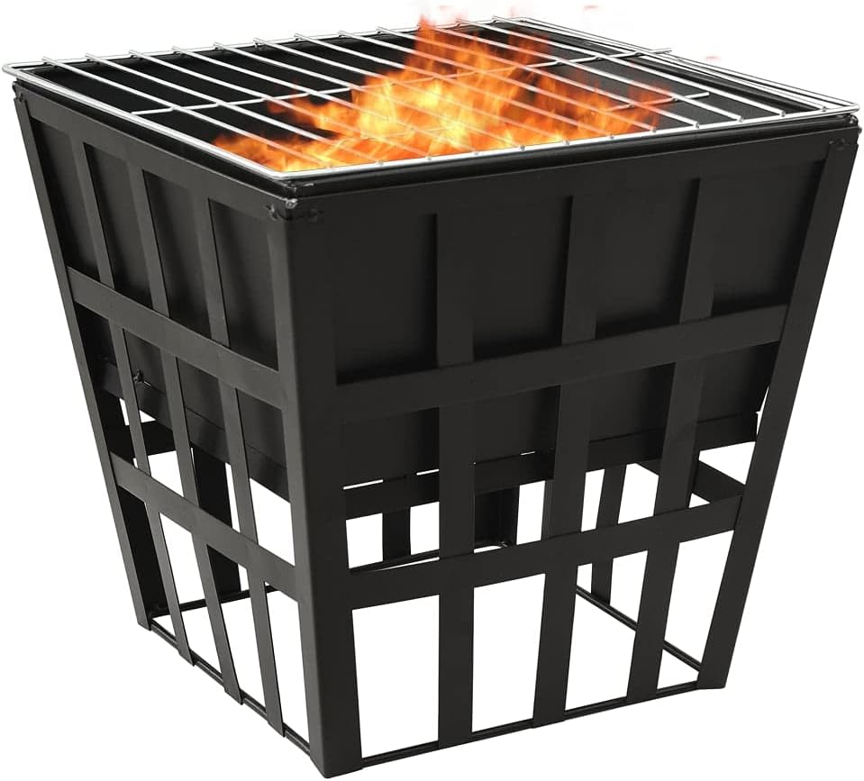 SKM 2-in-1 Fire Pit and BBQ 34x34x48 cm Steel