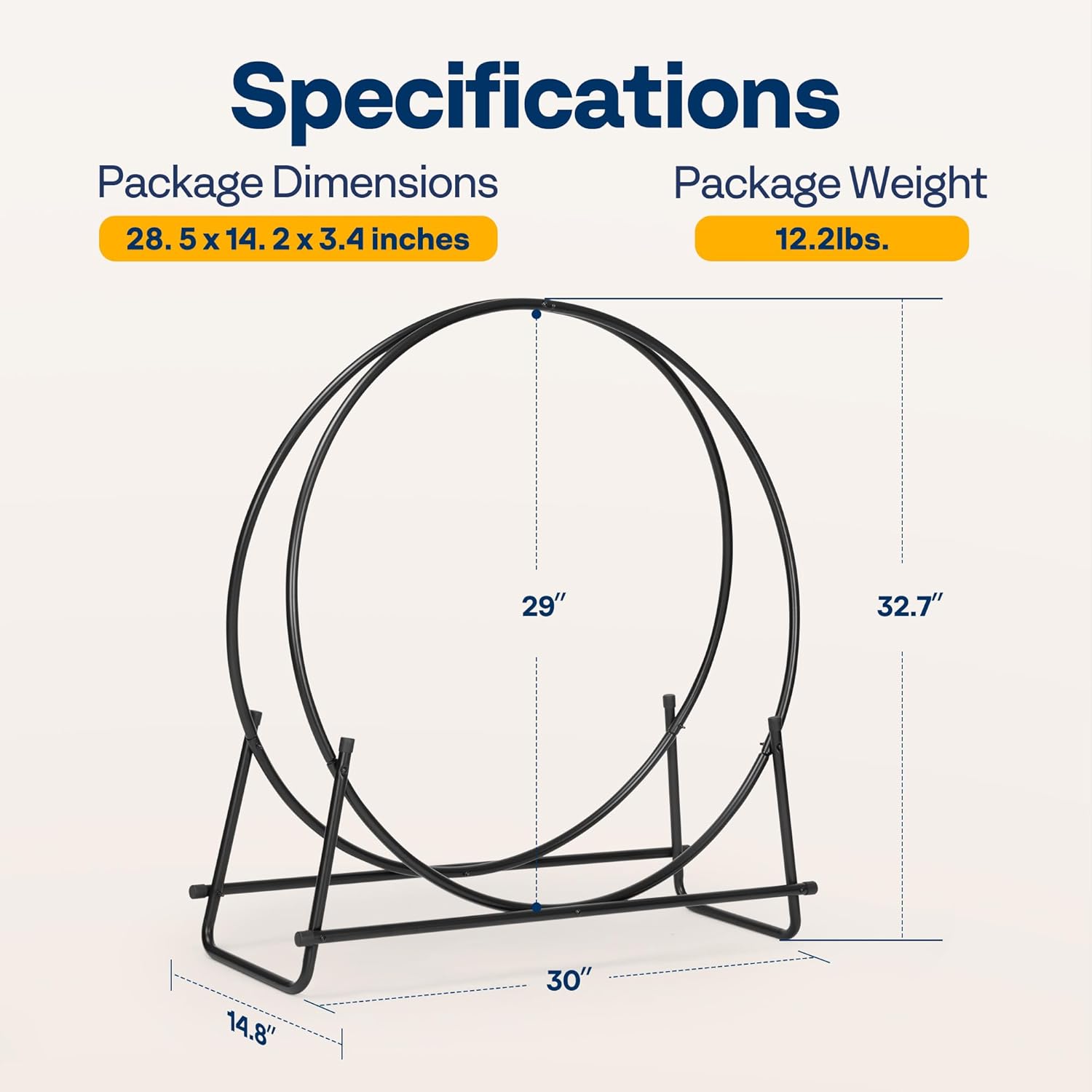 VIVOHOME 32 Inches Firewood Log Rack Hoop with Cover, Heavy Duty Solid Steel Fire Wood Storage Rack and Cover Set with Zipper, Round Log Holder Ring for Indoor Outdoor Patio Deck Porch