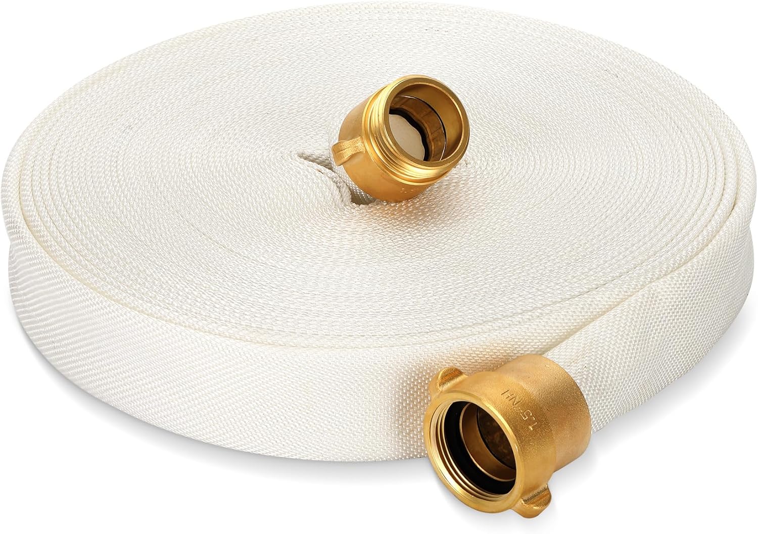 Fire Hose 1.5 Inch x 100FT - Single Jacket TPU, 450 PSI Burst, Brass NST/NH Couplings for Indoor Firefighting, Fire Cabinet & Agricultural Irrigation