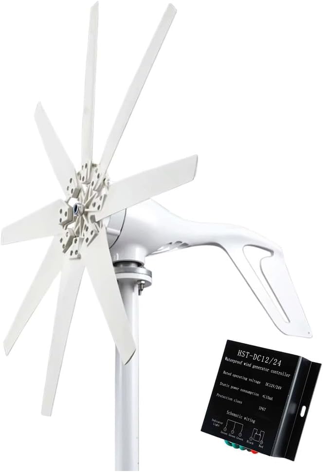 Efficient 2000W Wind Turbine Generator Kit with 8 Blade, 12V-220V Wind Generator with Charge Controller Wind Power Generator for Marine, RV, Home,48V