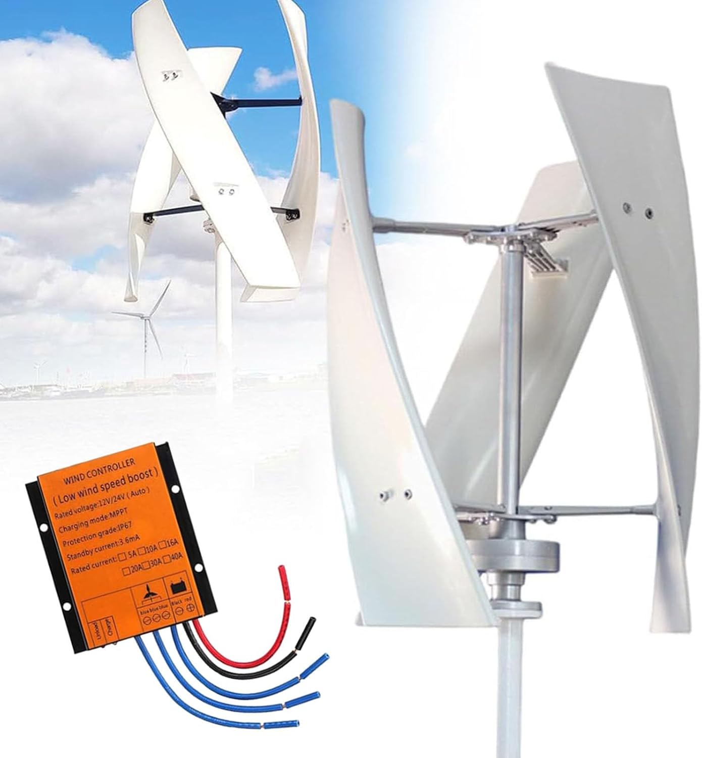 7kw Wind Turbine Other Renewable Energy Wind Generator,Wind Vertical Alternative Energy Wind Power Generator for Marine RV Home Industrial Energy 12V