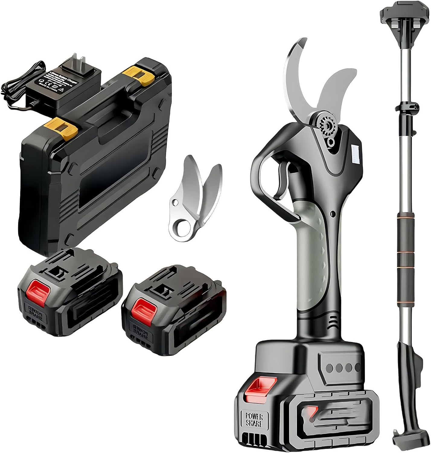 Electric Branch Cutter and Pole Pruning Shears Combo, 21V Cordless, 1.6