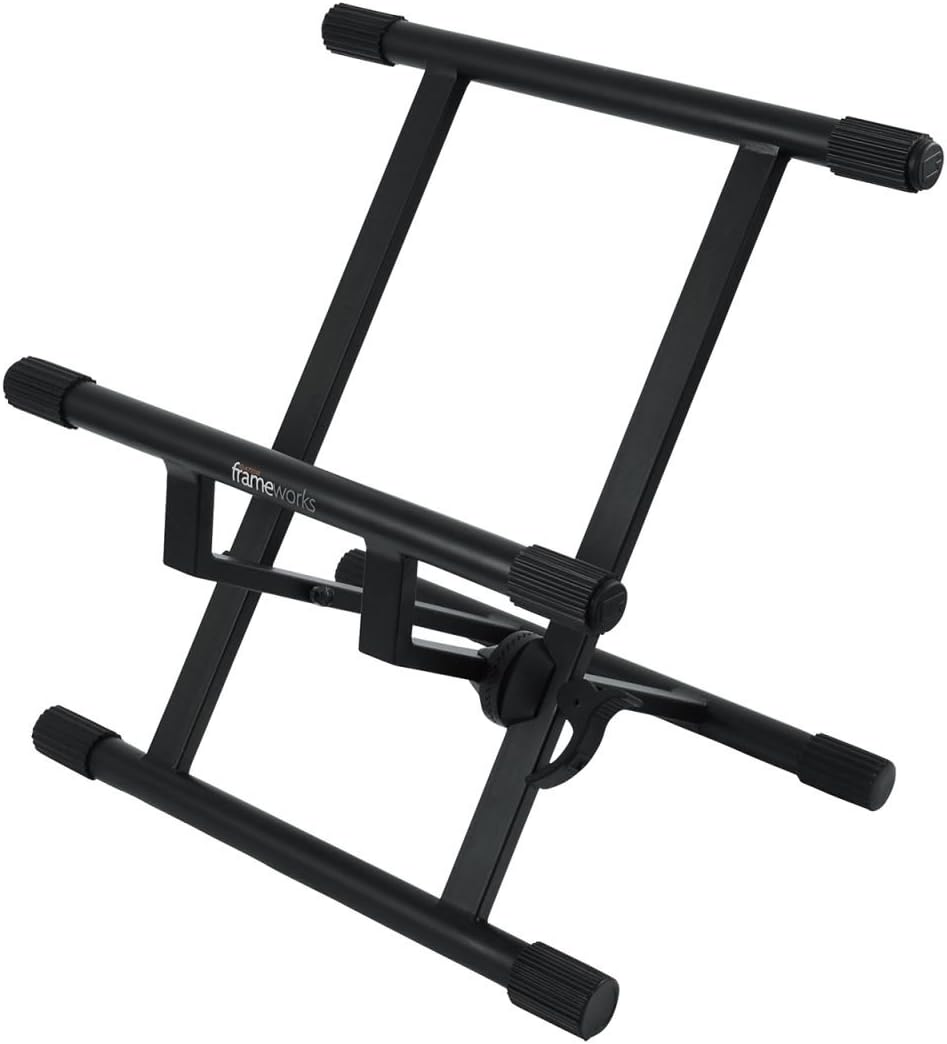 Gator Frameworks Adjustable Guitar Amp Stand; Fits Most Combo Amplifiers (GFW-GTR-AMP) & Rok-It Multi Guitar Stand Rack with Folding Design; Holds up to 5 Electric or Acoustic Guitars (RI-GTR-RACK5)