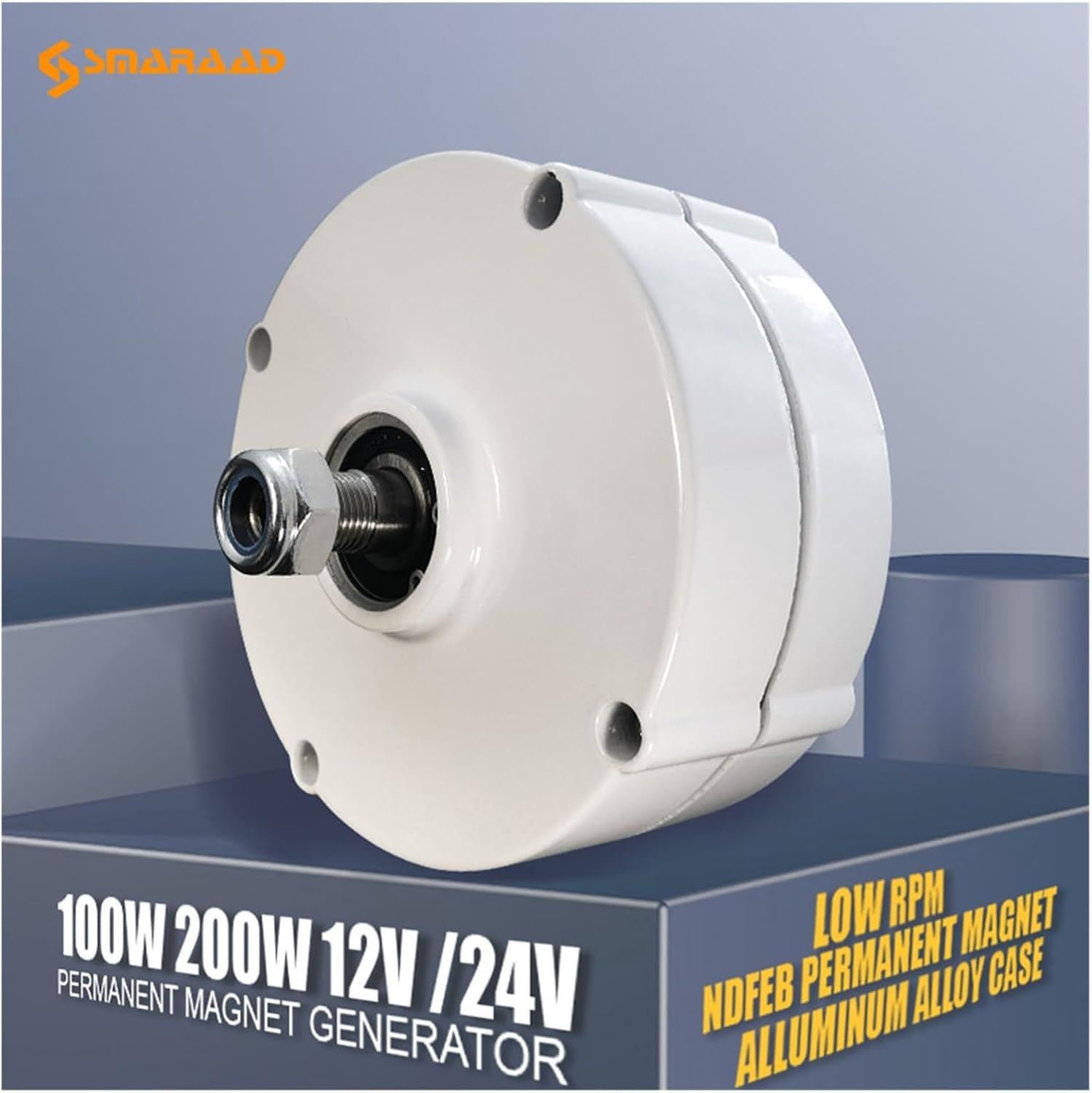 Low Speed 100W 200W 12V 24V Gearless Permanent Magnet Generator for Wind Turbines and Water Turbines Low Starting Speed for Home(Single Shaft,12V_200W)