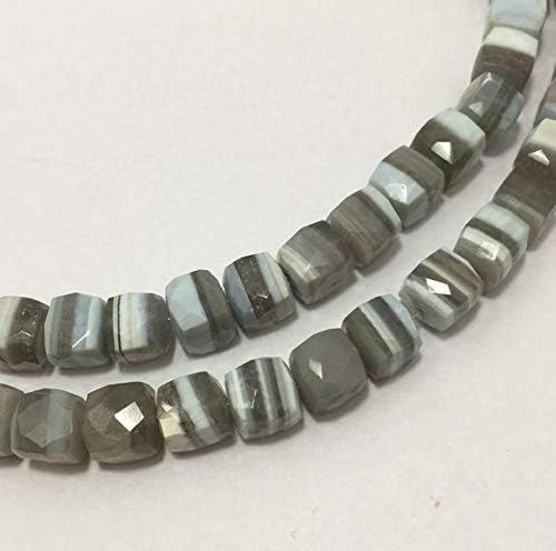 13 inch natural beads strand of 7-9mm faceted box boulder opal gemstone beads for DIY jewelry - necklace, bracelet, earring, ring.