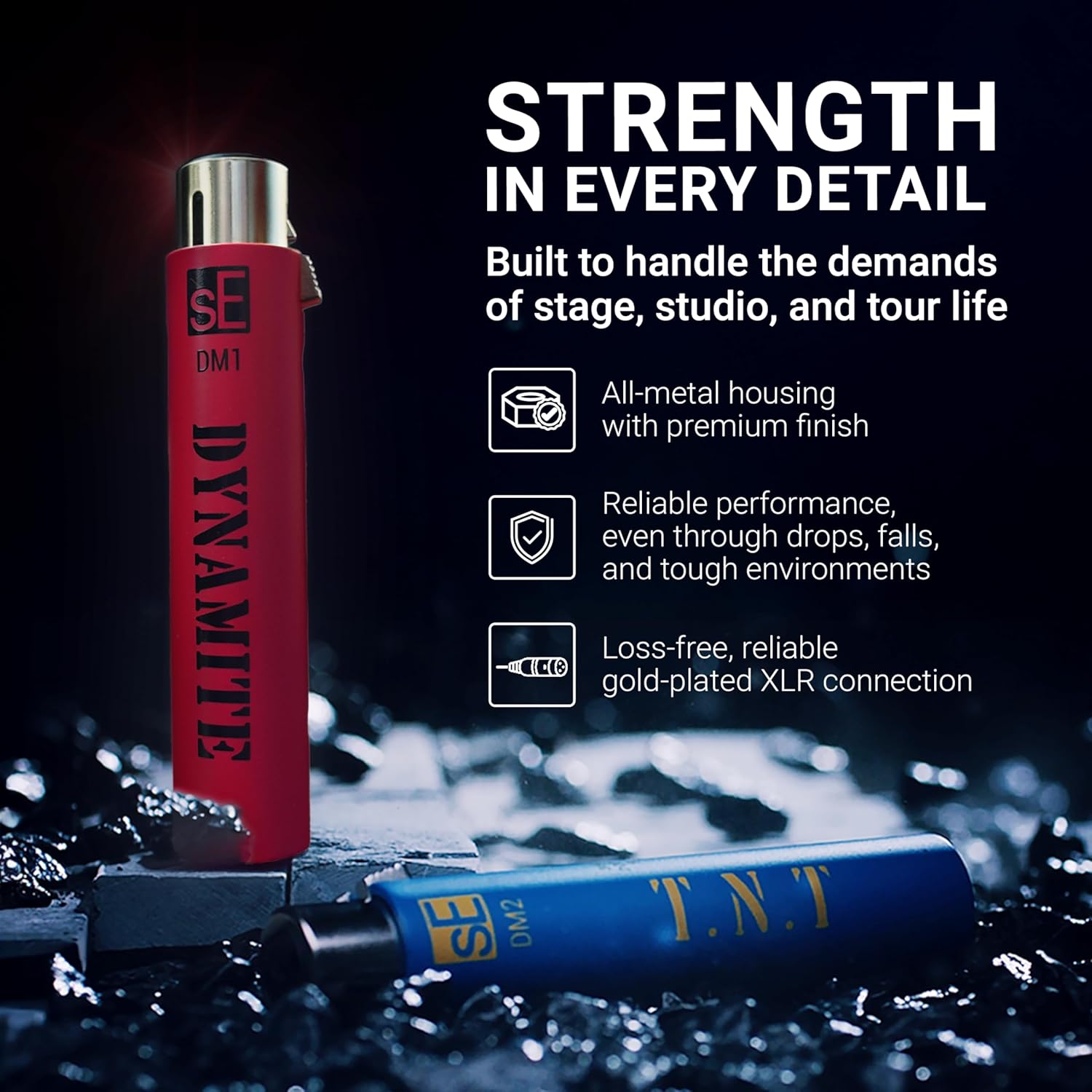 sE Electronics DM1 Dynamite Ultra-Slim Inline Microphone Preamp for Ribbon & Dynamic Microphones - Mic Preamp with +28dB Gain for Clean, Natural Sound - Ideal for Podcasting & Live Sound (Red)