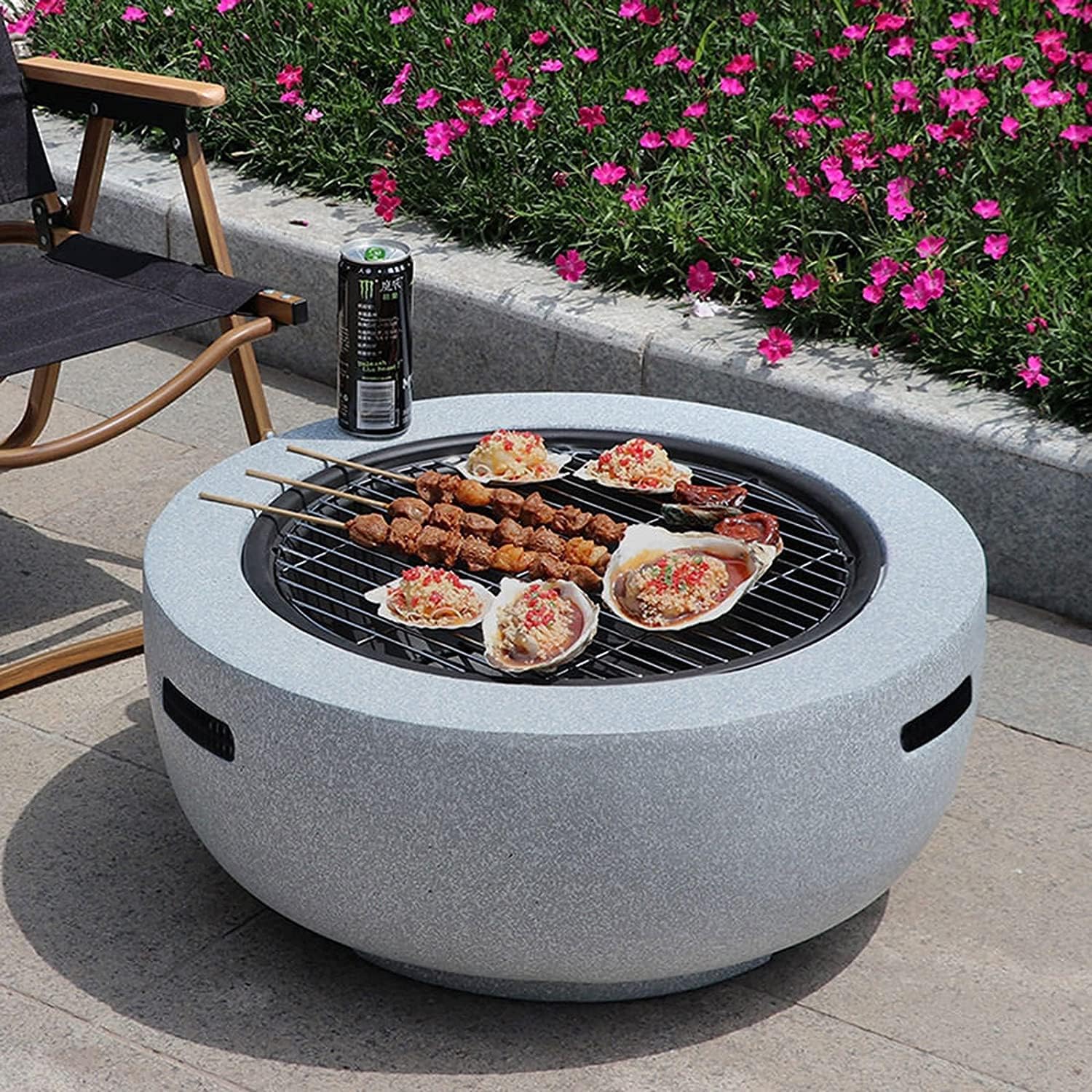 Outdoor Fire Pit Outdoor Wood Burning fire Pit, Villa Courtyard Imitation Marble Garden fire Pit, Picnic Barbecue Grill