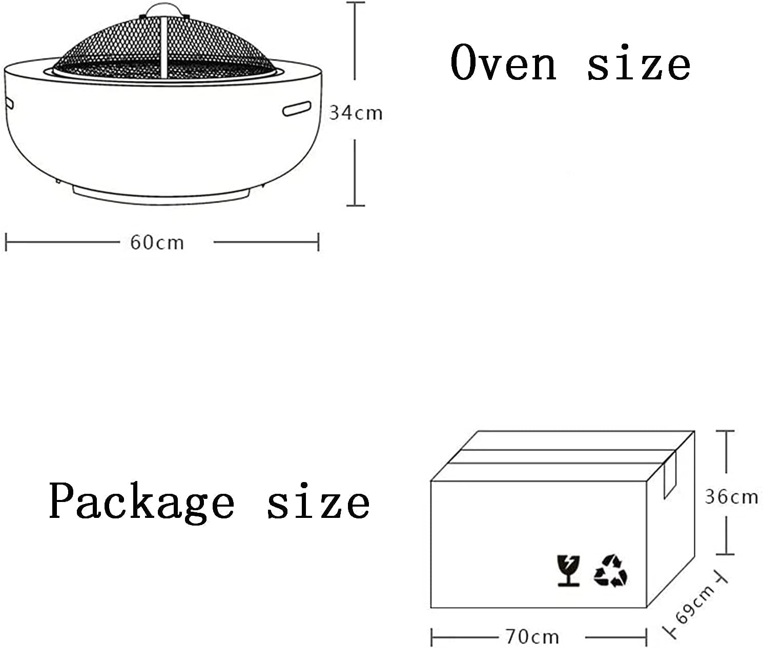 Concrete Round and Wood Burning Fire Pit Outdoor Garden Heaters 3 in 1 Fireplace for Bonfire Barbecue in The Wild Ice Bucket with Grill Grate for Camping/Heating/Bonfire and Picnic