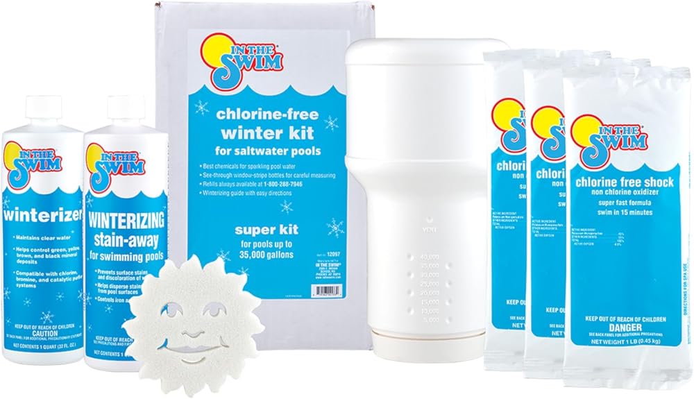 In The Swim Saltwater Pool Closing Kit - Winterizing Chemicals for Above Ground and In-Ground Saltwater Pools - Up to 35,000 Gallons