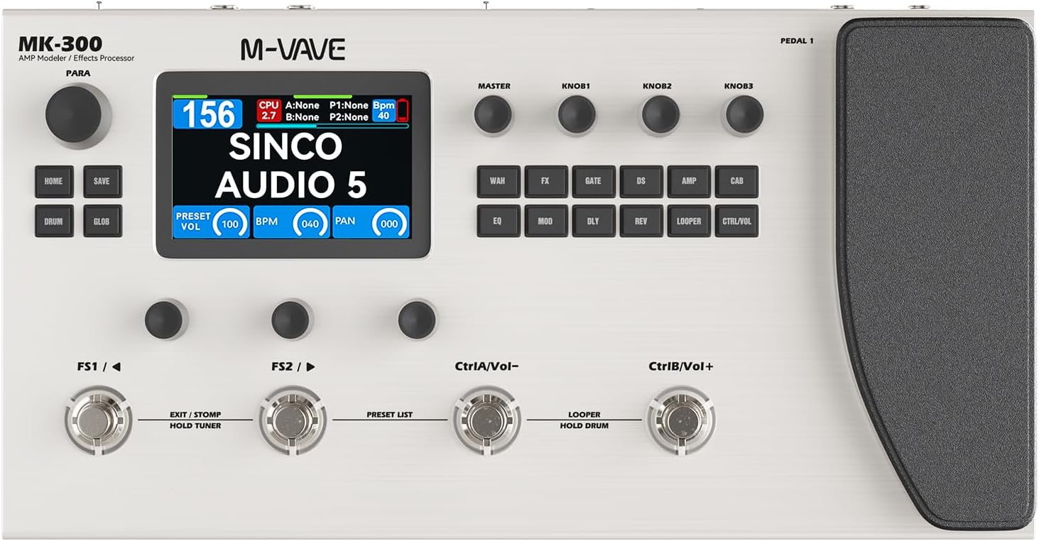 DaierTek Guitar & Bass Multi Effects Pedal, Electric Guitar Effects with 3.5’’ Display and 11 Modules, Vocal Effects Processor for 160 Presets, 120 Amp Models, Bluetooth, for Live, Studio & Practice