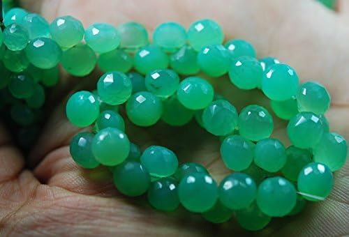13 inch natural beads strand of 6-7mm faceted onion chrysoprase chalcedony gemstone briolletes beads for DIY jewelry - necklace, bracelet, earring, ring.