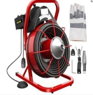 1/2 Inch 75FT Drain Cleaner Machine - Heavy Duty Sewer Snake Clog Remover