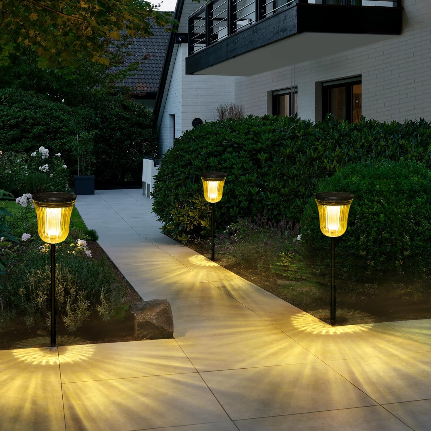 Solar Pathway Lights, 6 Pack 200Lumens Super Bright Solar Lights Outdoor Waterproof with 2 Lighting Modes, Auto On/Off Outdoor Solar Lights for Yard, Walkway, Lawn, Driveway, Path,Outside