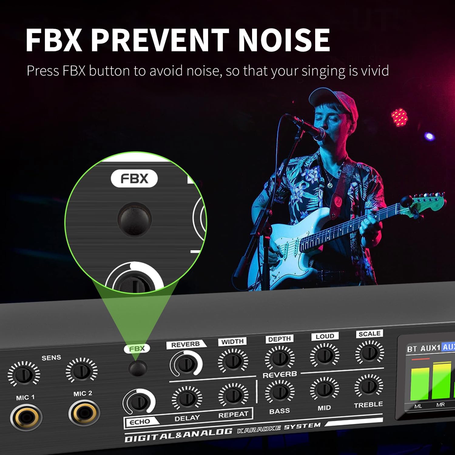 LX9 Professional KTV Digital Pre-stage Effector Anti-howling Audio Processor Echo USB MP3 Bluetooth Optical,5 Mic Inpout For Household Reverberator Karaoke,Stage,Church, Performance