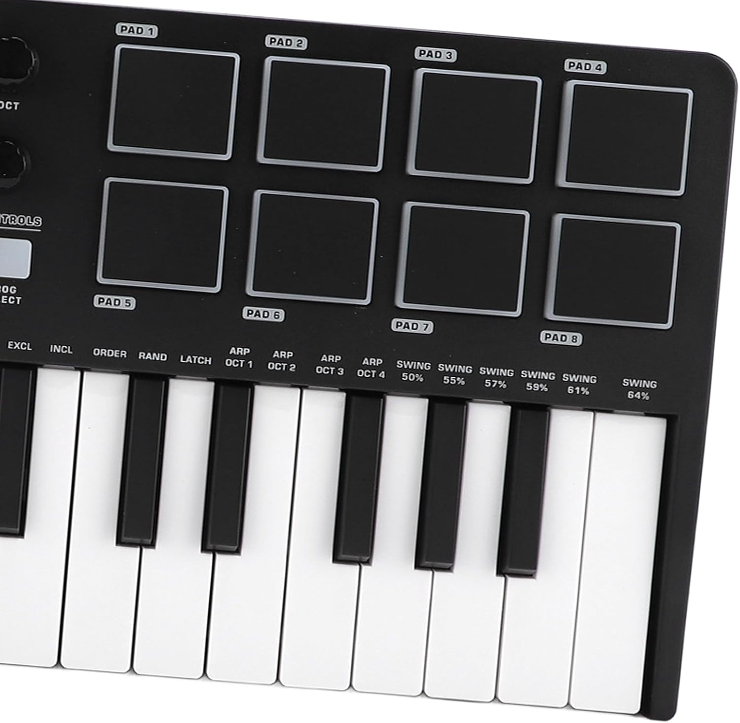 Focket USB MIDI Keyboard Controller, 25 Key with Arpeggiator Chord Mode for Integration Music Production Backlit Drum Pads Velocity Sensitive Keys Compact Lightweight Portable for