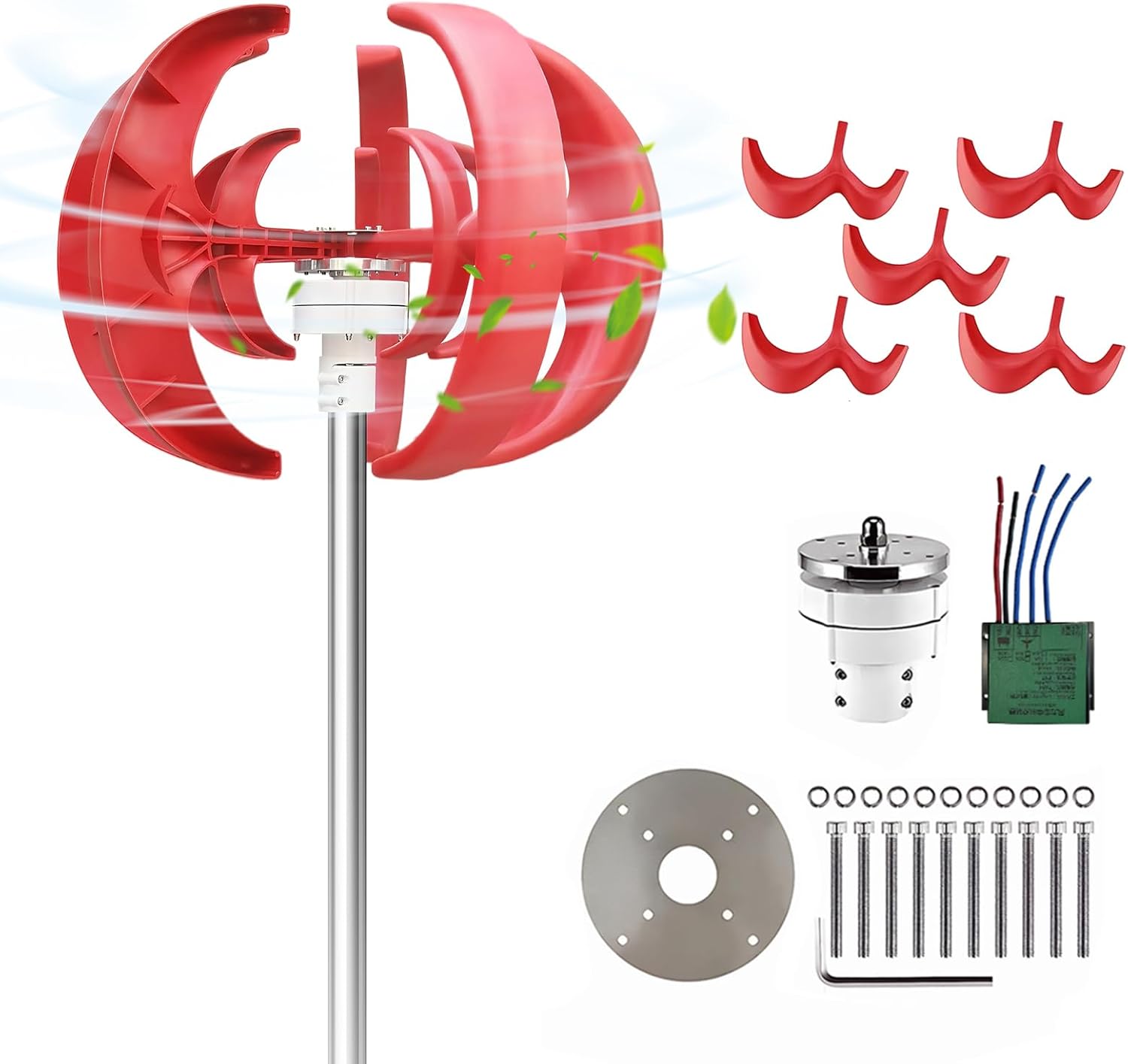 12V Upgraded Wind Turbines Generator, Windmill Generators Suit with Controller, Vertical Axis Wind Turbine Generator for Off-Grid Power Eco-Friendly Renewable Energy