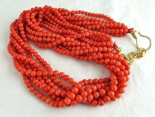 ITALIAN CORAL Round Beads NECKLACE 21 INCHES 4.5MM TO 4MM