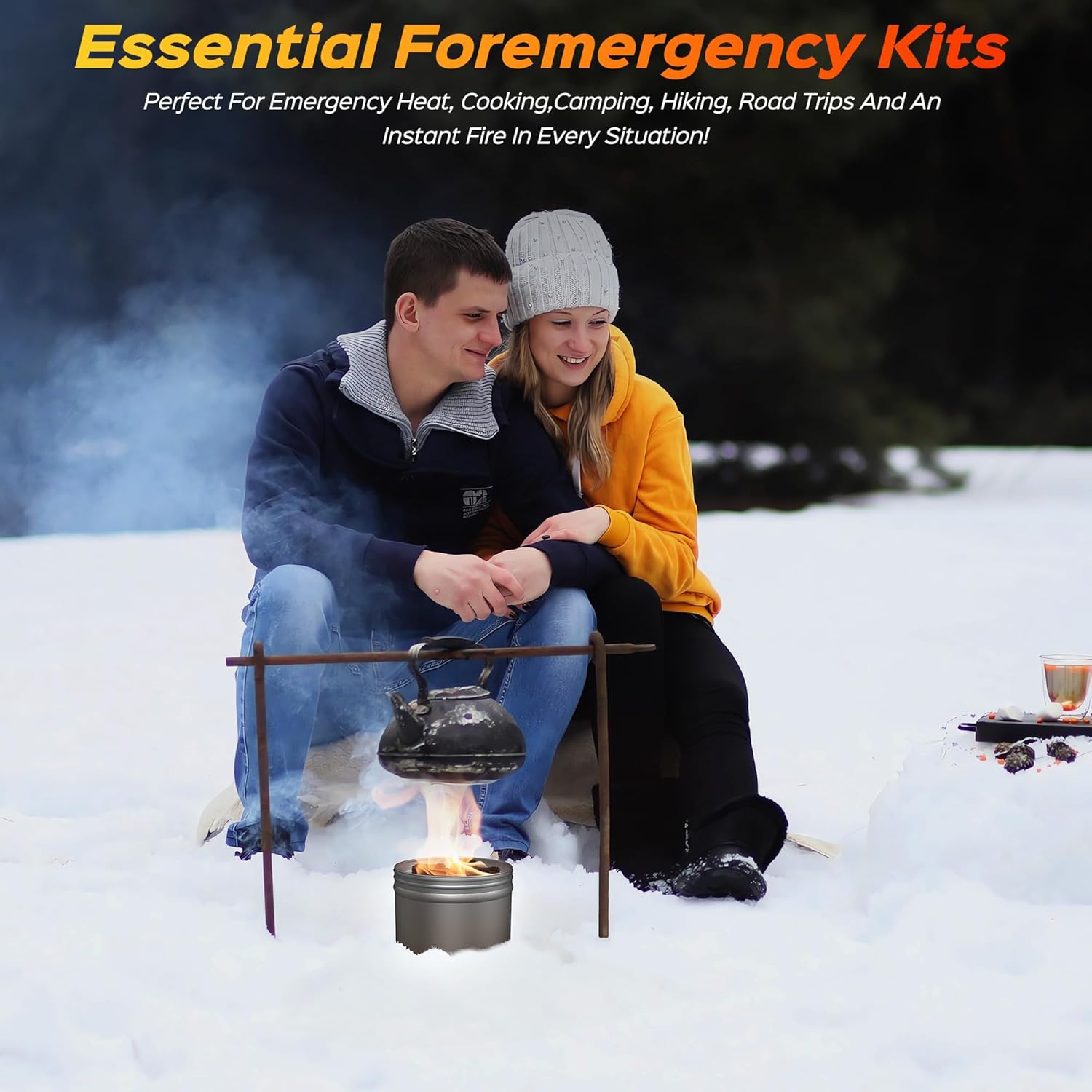2 Pack of Portable Campfire, Smores Fire Pit, Outdoor Fire Pits, 3-5 Hours of Burn Time, No Embers-No Hassle, Emergency Heat, Portable Tabletop Fire Pit for Party Camping Picnics and More