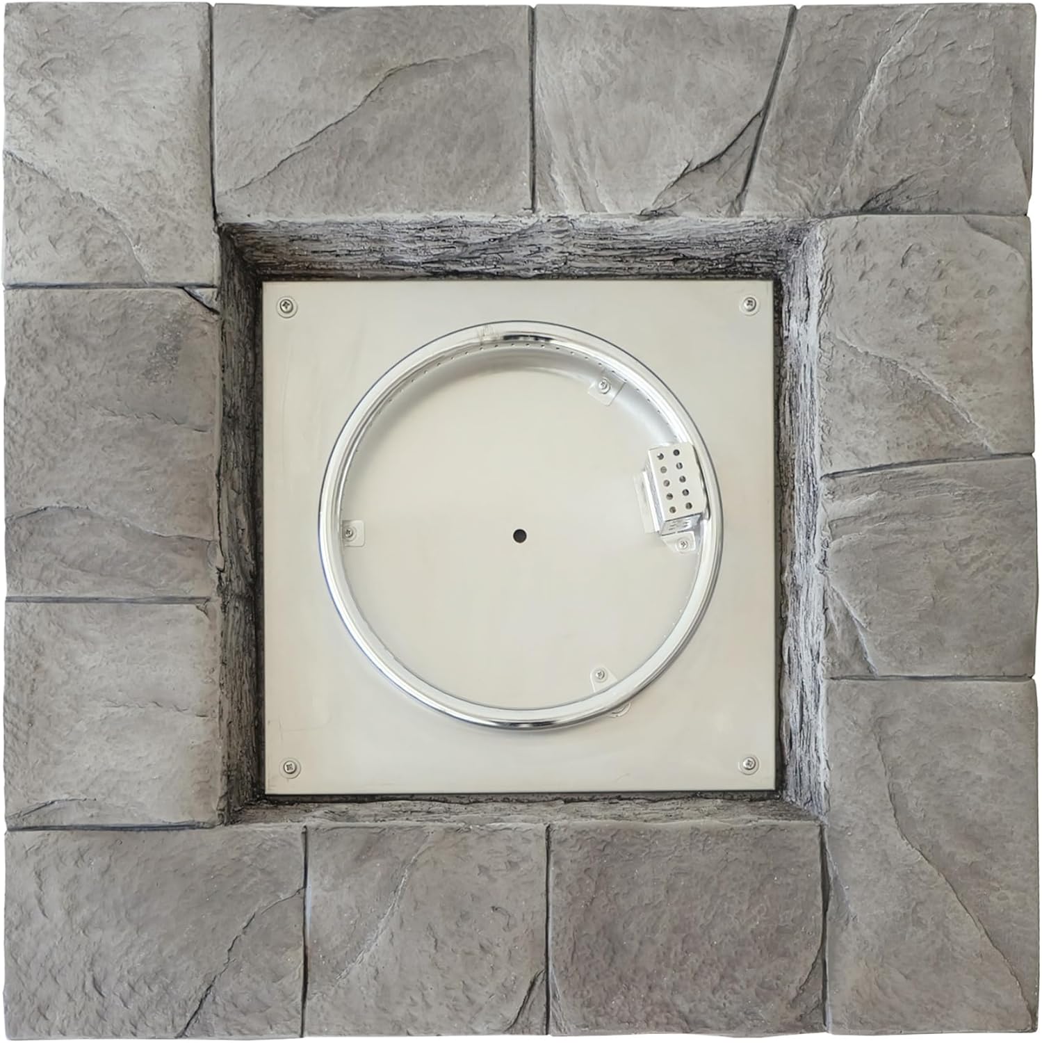 Chery Industrial 30 Inch Outdoor Square Magnesium Oxide Propane Fire Pit, 40,000 BTU Patio Gas Fire Table with Steel Frame, Lava Rocks, Smokeless Heating, Grey